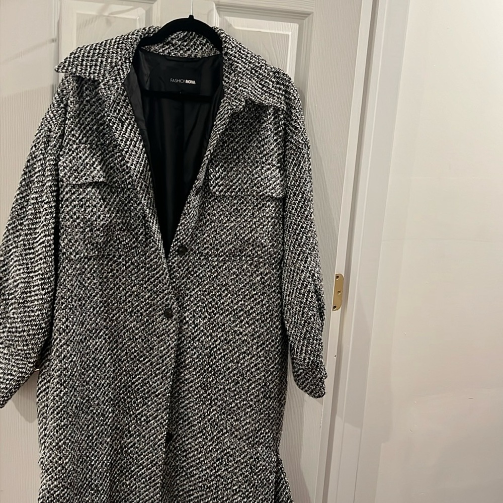 Black and white trench coat